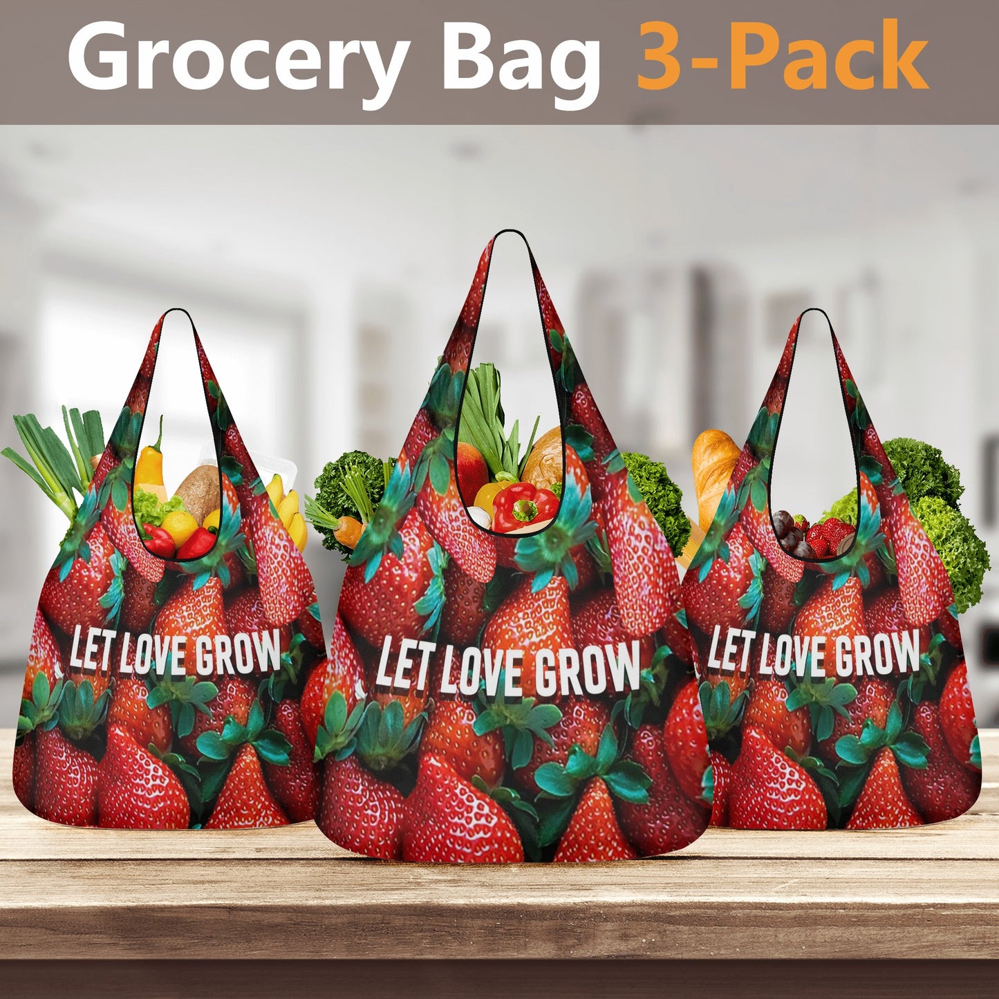 Reusable Produce Sacks 3 Pack: Strawberry