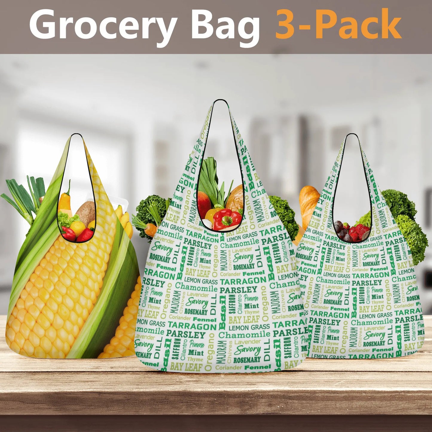 Reusable Produce Sacks 3 Pack: Herbs